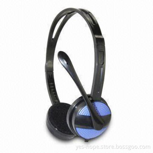 Wired Computer Headset with 32 Ohms/2.2KΩ Impedance and 2 x 40mm Mylar Speaker